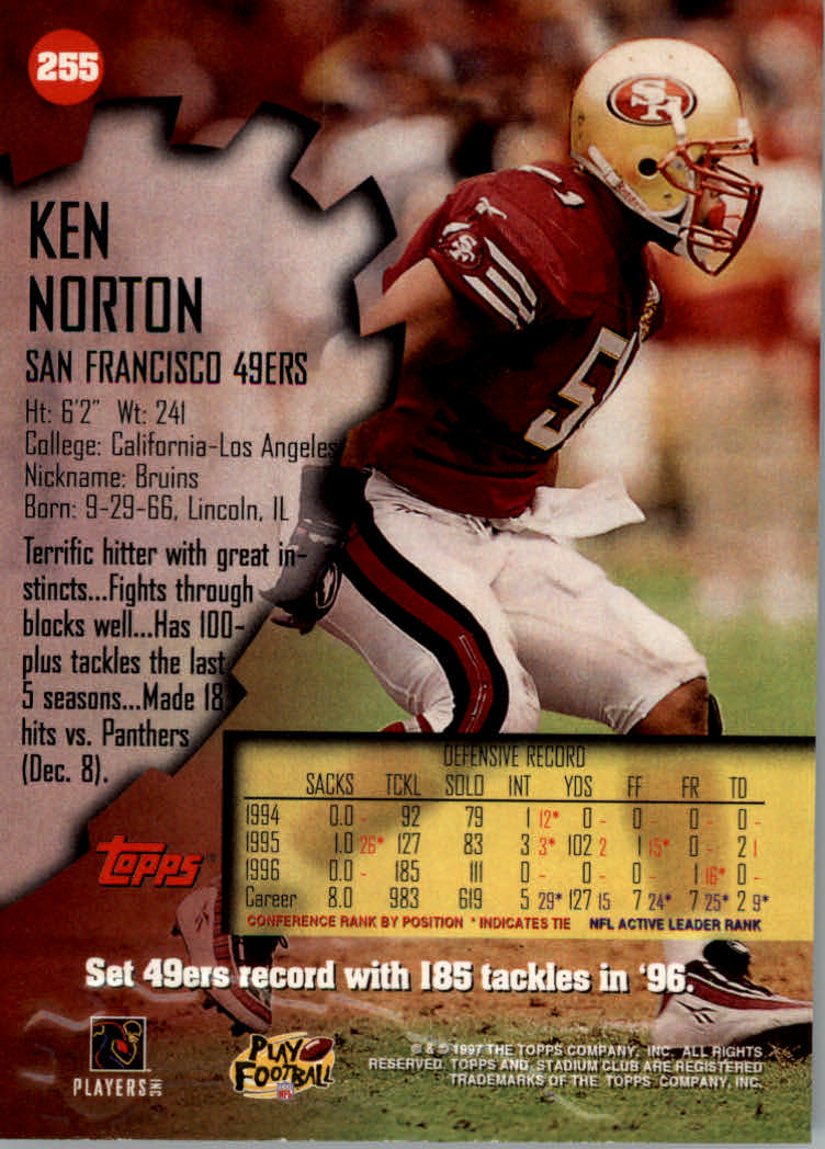 1997 Stadium Club Football "Main Set" Cards #201 to Checklists Rookies and Vets - Picture 90 of 252