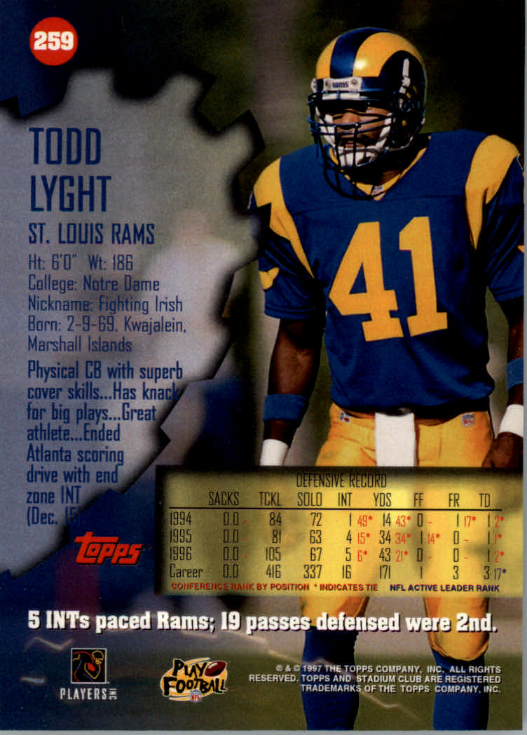 1997 Stadium Club Football "Main Set" Cards #201 to Checklists Rookies and Vets - Picture 94 of 252