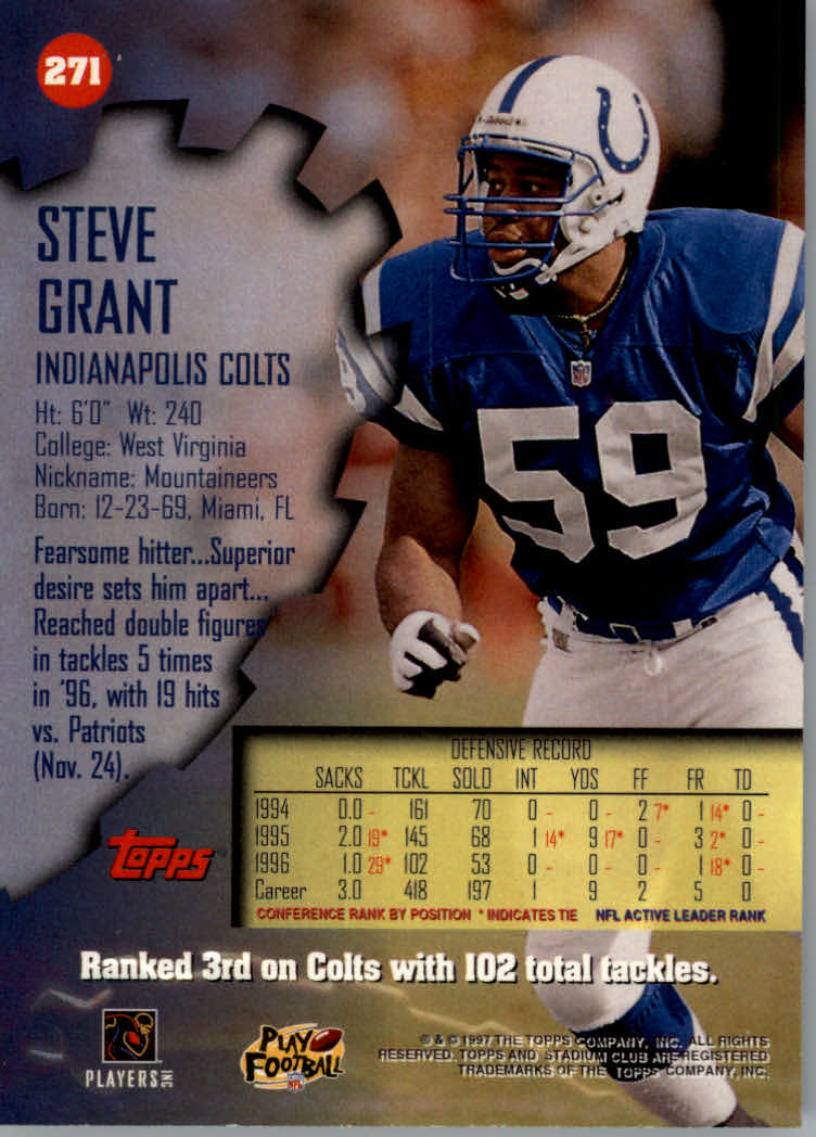 1997 Stadium Club Football "Main Set" Cards #201 to Checklists Rookies and Vets - Picture 116 of 252