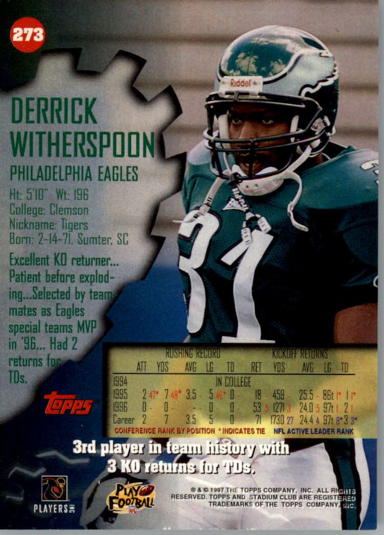 1997 Stadium Club Football "Main Set" Cards #201 to Checklists Rookies and Vets - Picture 120 of 252