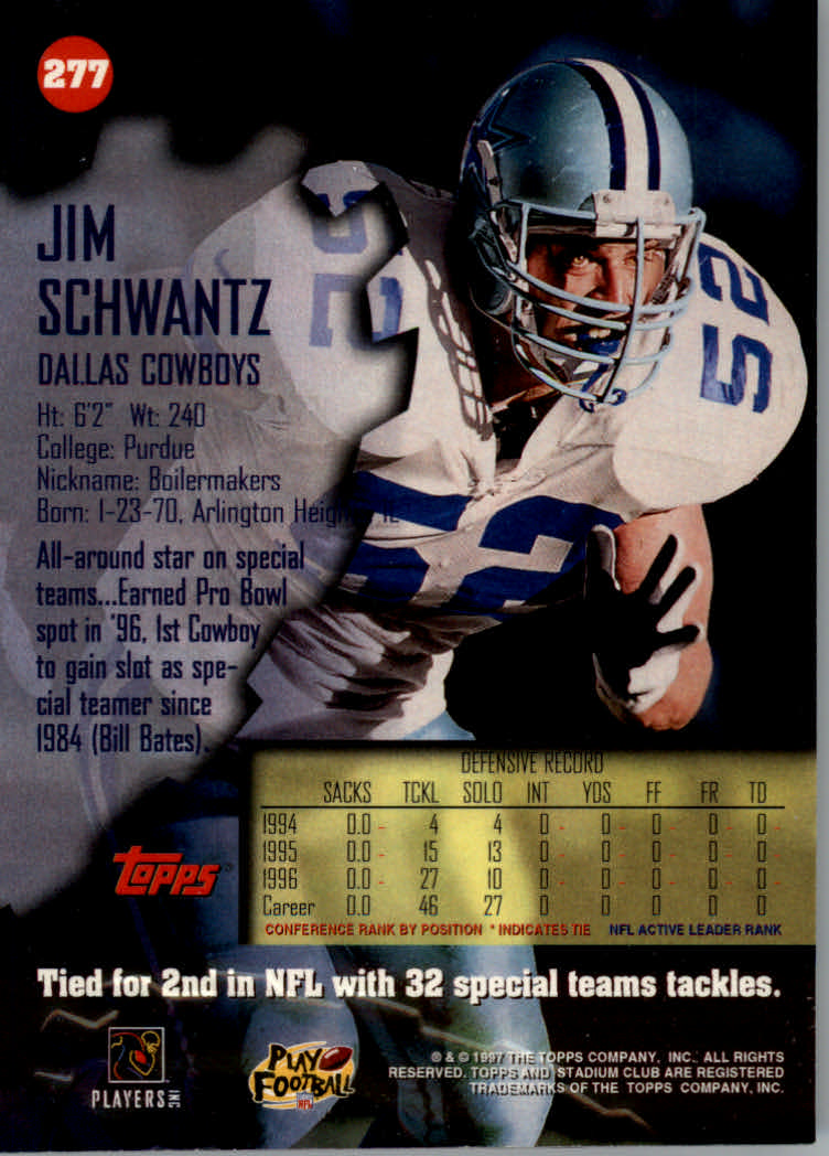 1997 Stadium Club Football "Main Set" Cards #201 to Checklists Rookies and Vets - Picture 126 of 252