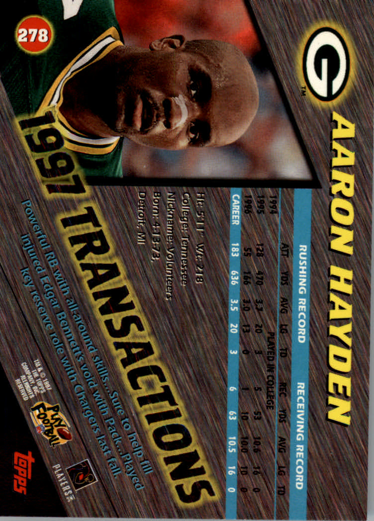 1997 Stadium Club Football "Main Set" Cards #201 to Checklists Rookies and Vets - Picture 128 of 252