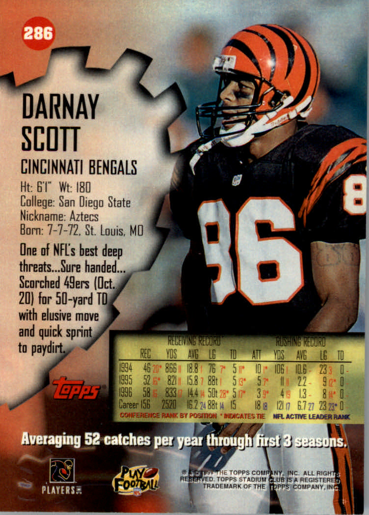1997 Stadium Club Football "Main Set" Cards #201 to Checklists Rookies and Vets - Picture 142 of 252
