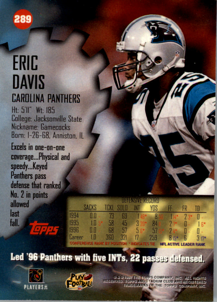 1997 Stadium Club Football "Main Set" Cards #201 to Checklists Rookies and Vets - Picture 147 of 252
