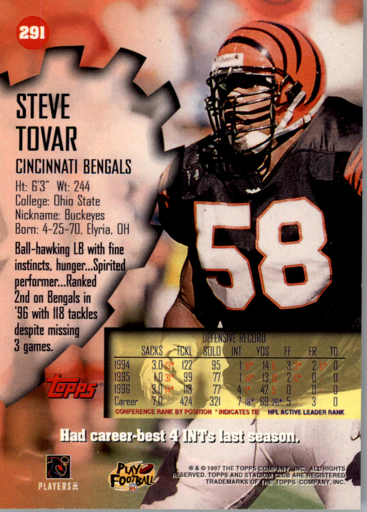 1997 Stadium Club Football "Main Set" Cards #201 to Checklists Rookies and Vets - Picture 151 of 252