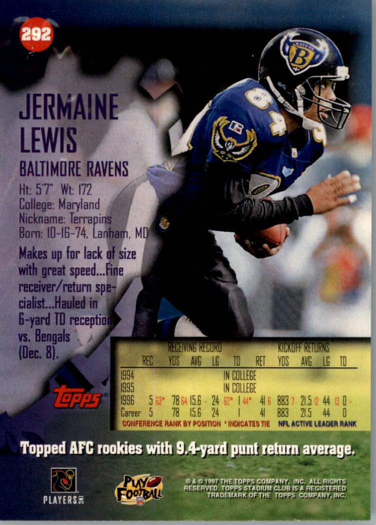 1997 Stadium Club Football "Main Set" Cards #201 to Checklists Rookies and Vets - Picture 153 of 252