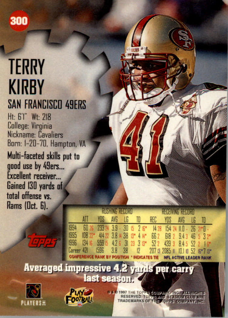1997 Stadium Club Football "Main Set" Cards #201 to Checklists Rookies and Vets - Picture 169 of 252