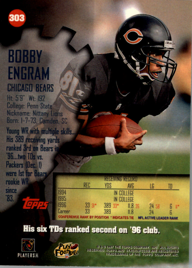 1997 Stadium Club Football "Main Set" Cards #201 to Checklists Rookies and Vets - Picture 175 of 252