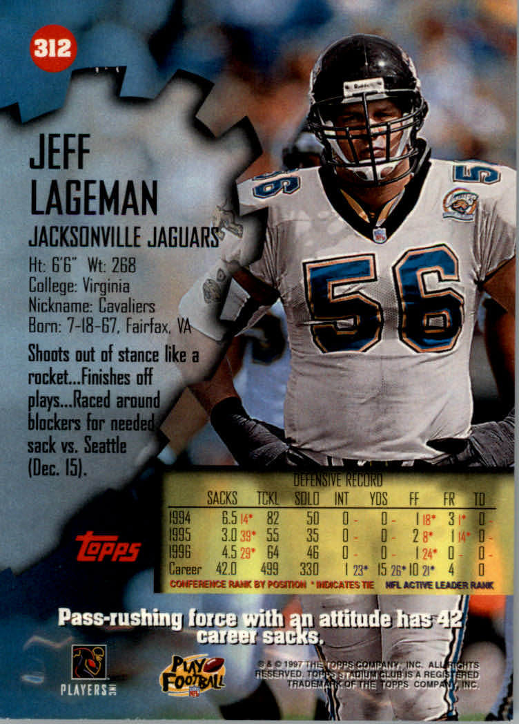 1997 Stadium Club Football "Main Set" Cards #201 to Checklists Rookies and Vets - Picture 191 of 252