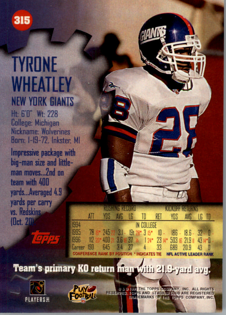 1997 Stadium Club Football "Main Set" Cards #201 to Checklists Rookies and Vets - Picture 197 of 252