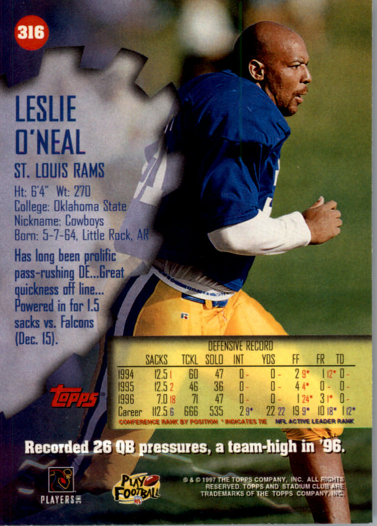 1997 Stadium Club Football "Main Set" Cards #201 to Checklists Rookies and Vets - Picture 199 of 252