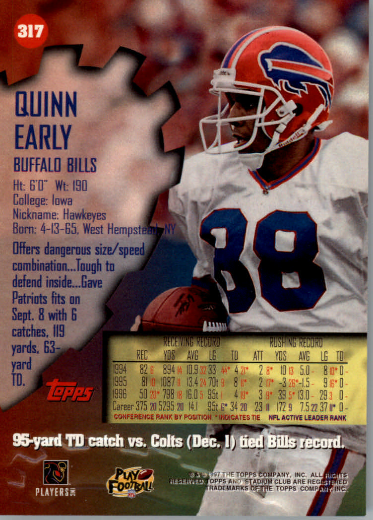 1997 Stadium Club Football "Main Set" Cards #201 to Checklists Rookies and Vets - Picture 201 of 252