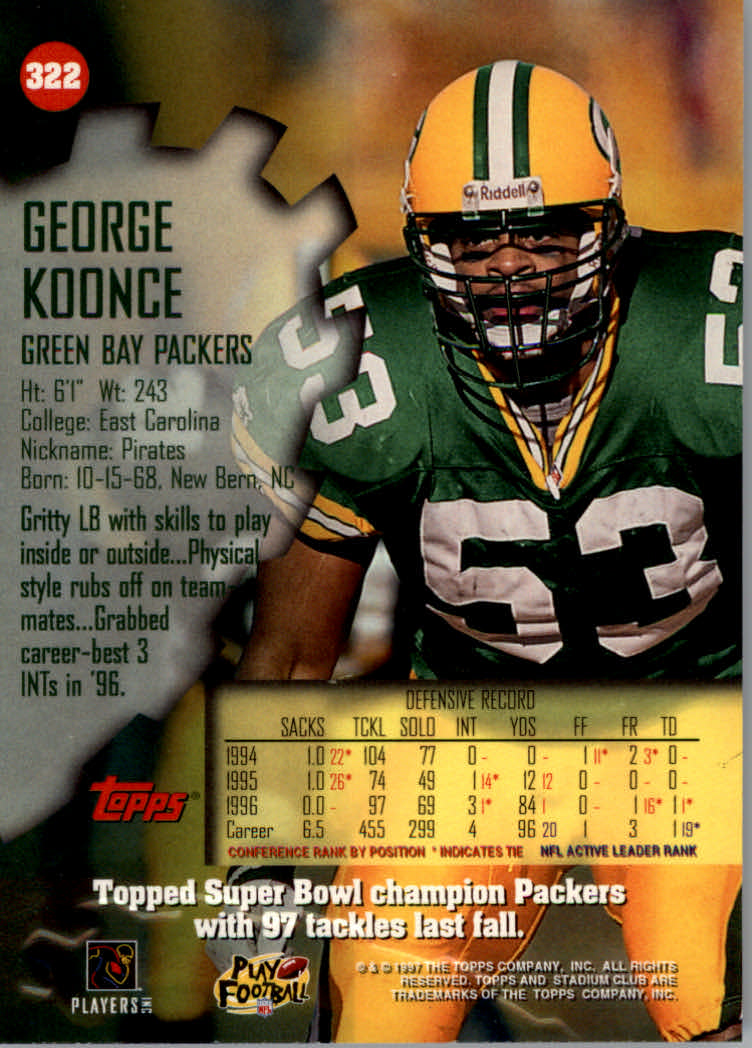 1997 Stadium Club Football "Main Set" Cards #201 to Checklists Rookies and Vets - Picture 211 of 252