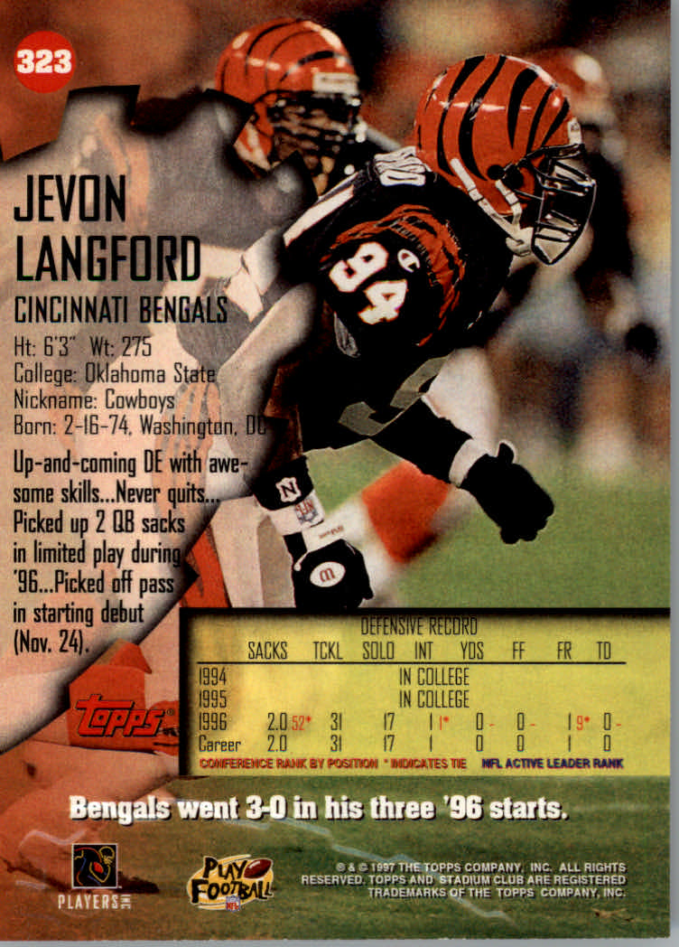 1997 Stadium Club Football "Main Set" Cards #201 to Checklists Rookies and Vets - Picture 213 of 252