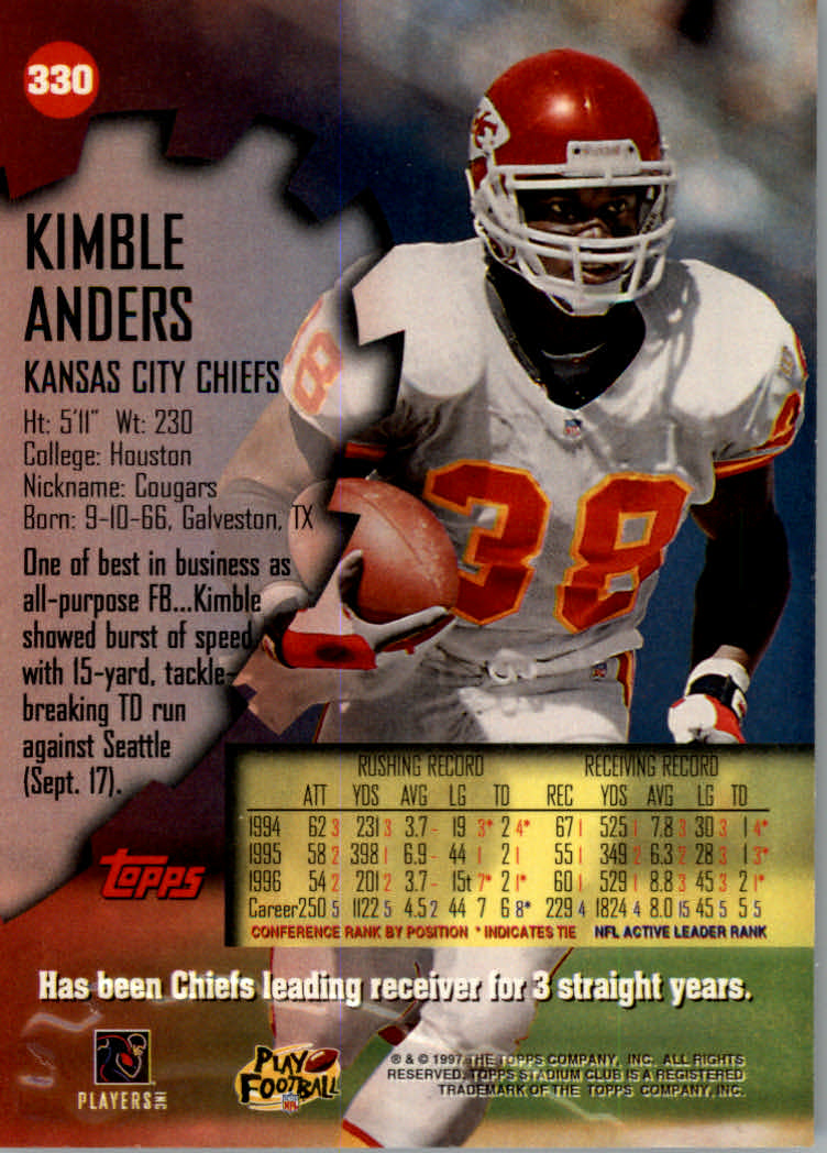 1997 Stadium Club Football "Main Set" Cards #201 to Checklists Rookies and Vets - Picture 224 of 252