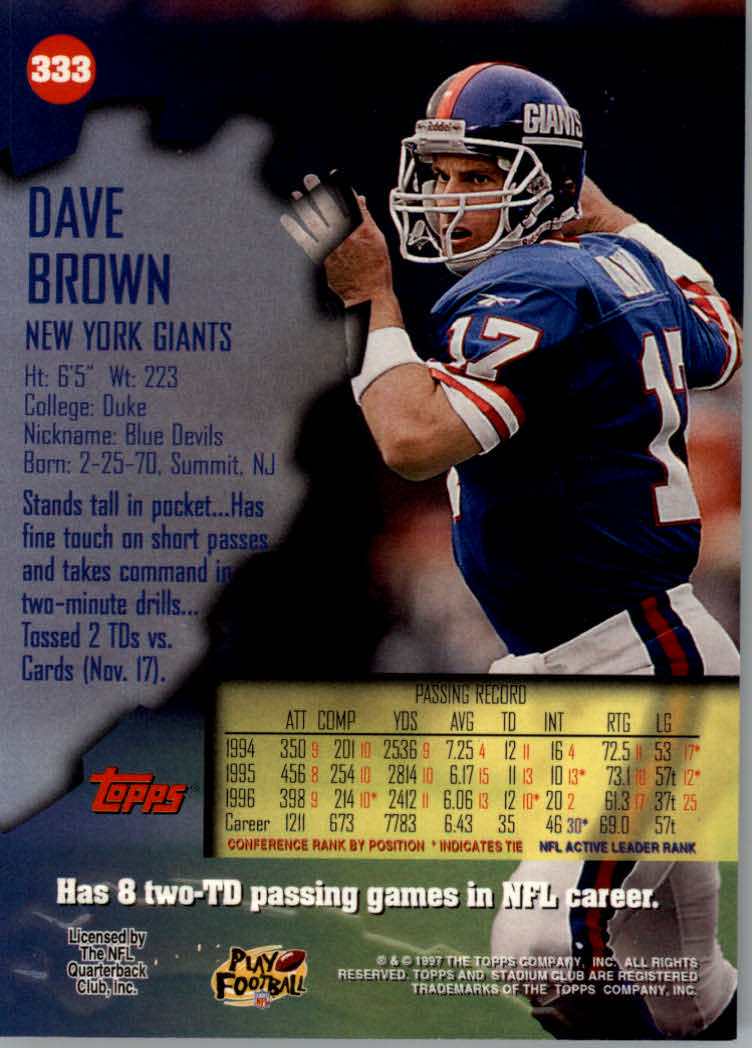 1997 Stadium Club Football "Main Set" Cards #201 to Checklists Rookies and Vets - Picture 230 of 252