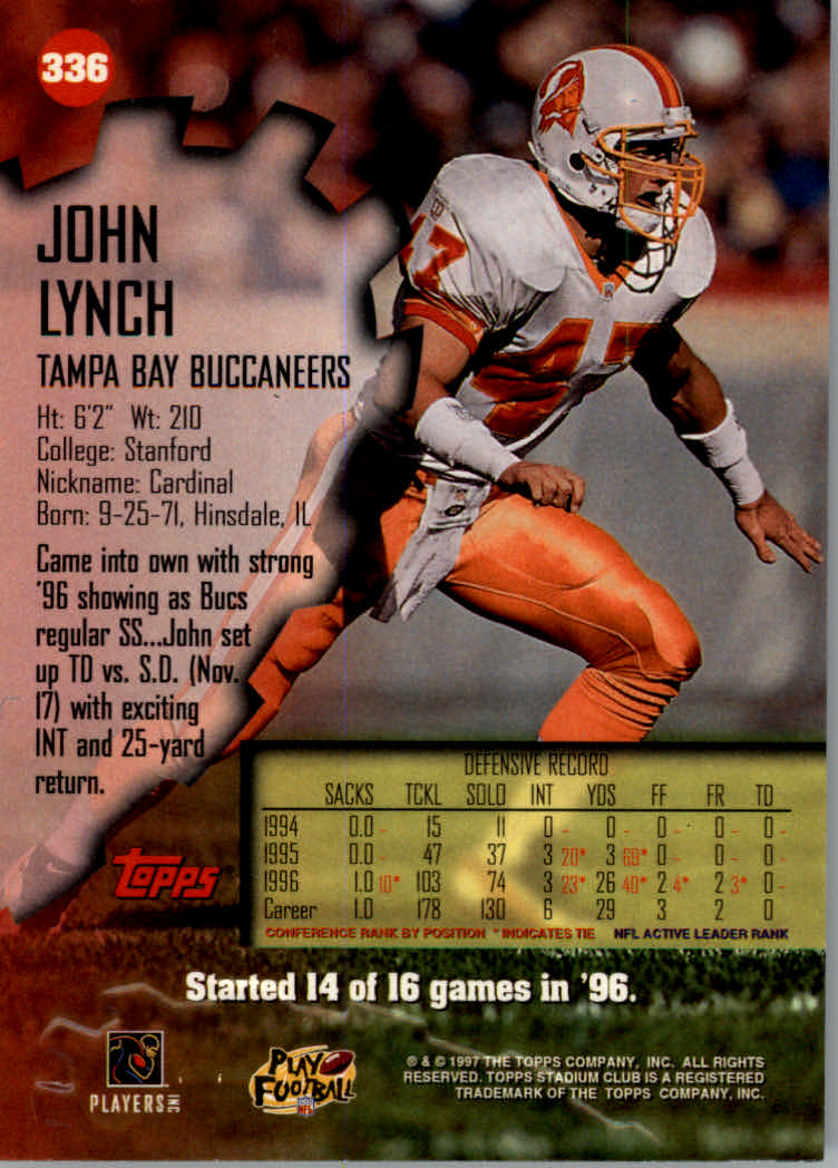 1997 Stadium Club Football "Main Set" Cards #201 to Checklists Rookies and Vets - Picture 236 of 252