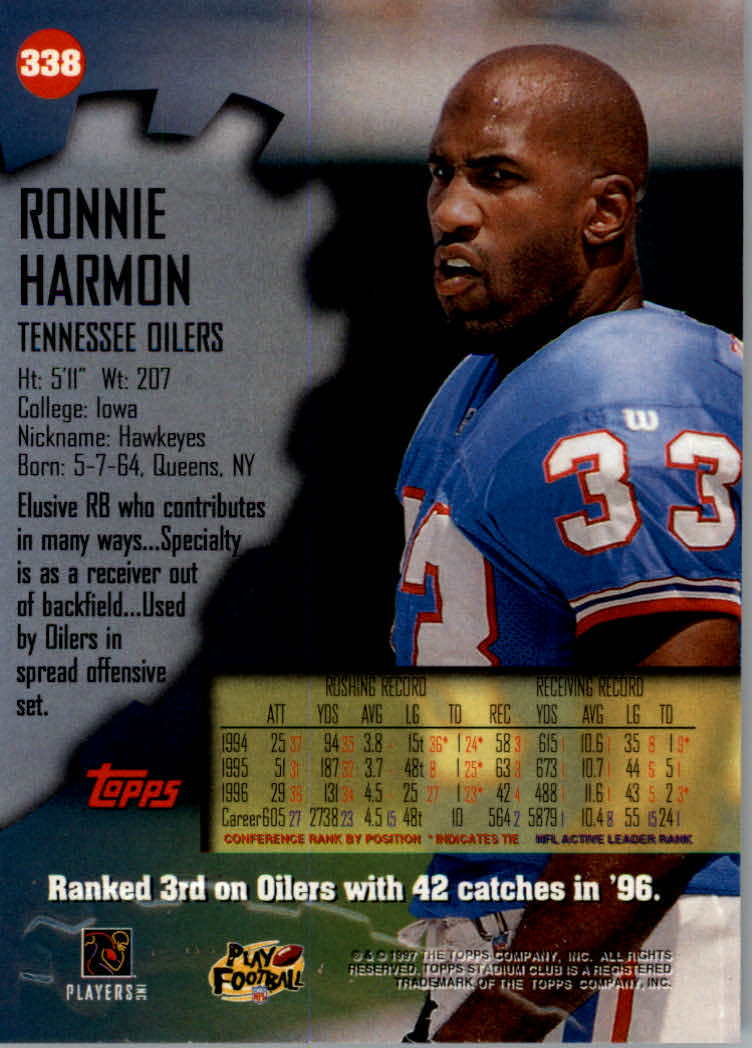 1997 Stadium Club Football "Main Set" Cards #201 to Checklists Rookies and Vets - Picture 240 of 252