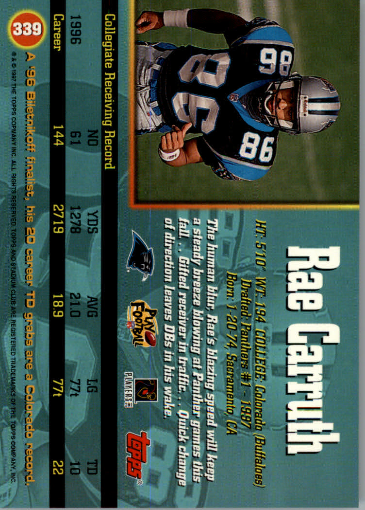 1997 Stadium Club Football "Main Set" Cards #201 to Checklists Rookies and Vets - Picture 242 of 252