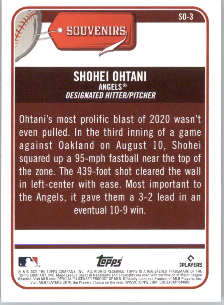 2021 Topps Big League Baseball "Souveniers" Insert Cards - Picture 7 of 61