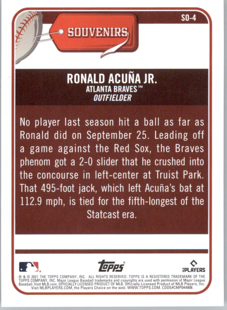 2021 Topps Big League Baseball "Souveniers" Insert Cards - Picture 9 of 61