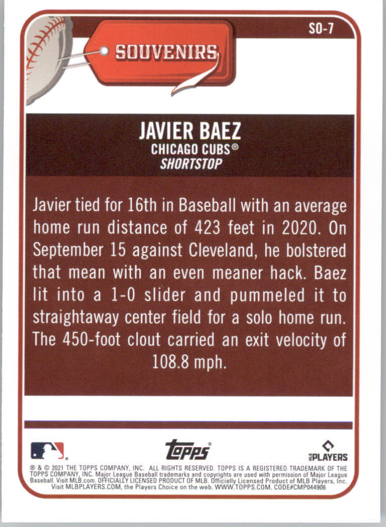 2021 Topps Big League Baseball "Souveniers" Insert Cards - Picture 15 of 61