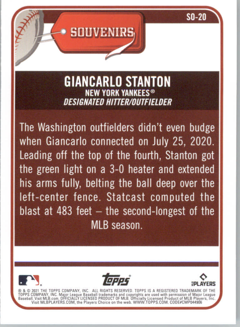2021 Topps Big League Baseball "Souveniers" Insert Cards - Picture 41 of 61