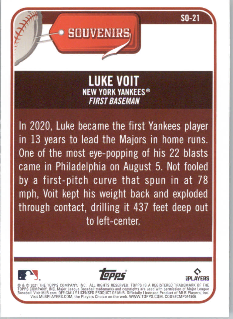 2021 Topps Big League Baseball "Souveniers" Insert Cards - Picture 43 of 61
