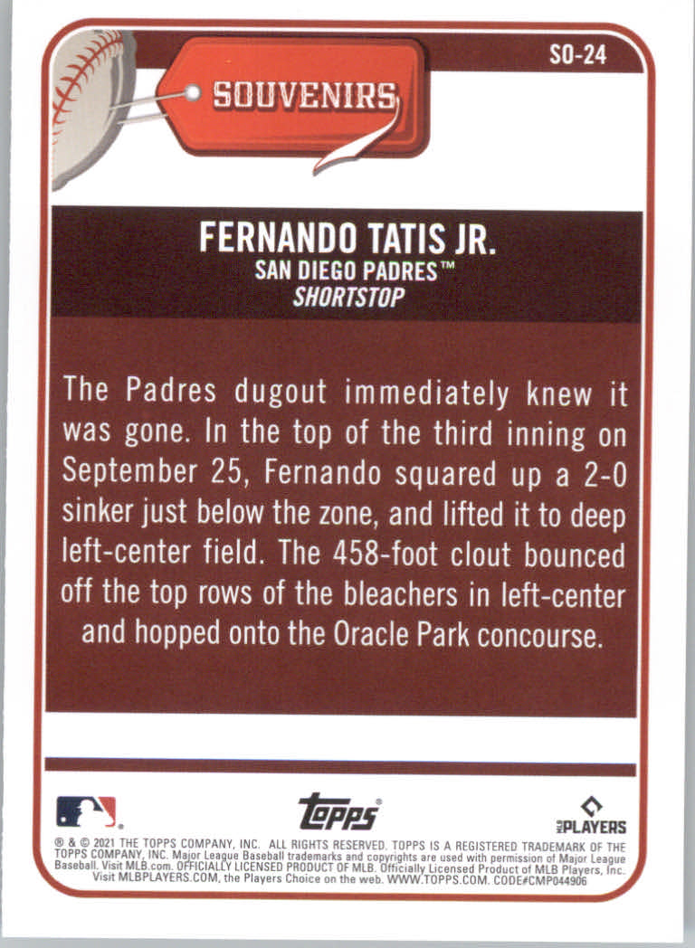 2021 Topps Big League Baseball "Souveniers" Insert Cards - Picture 49 of 61