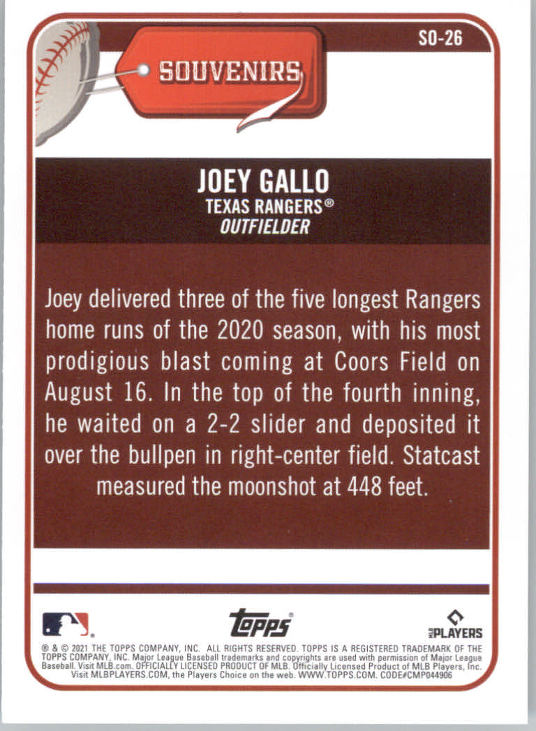 2021 Topps Big League Baseball "Souveniers" Insert Cards - Picture 53 of 61