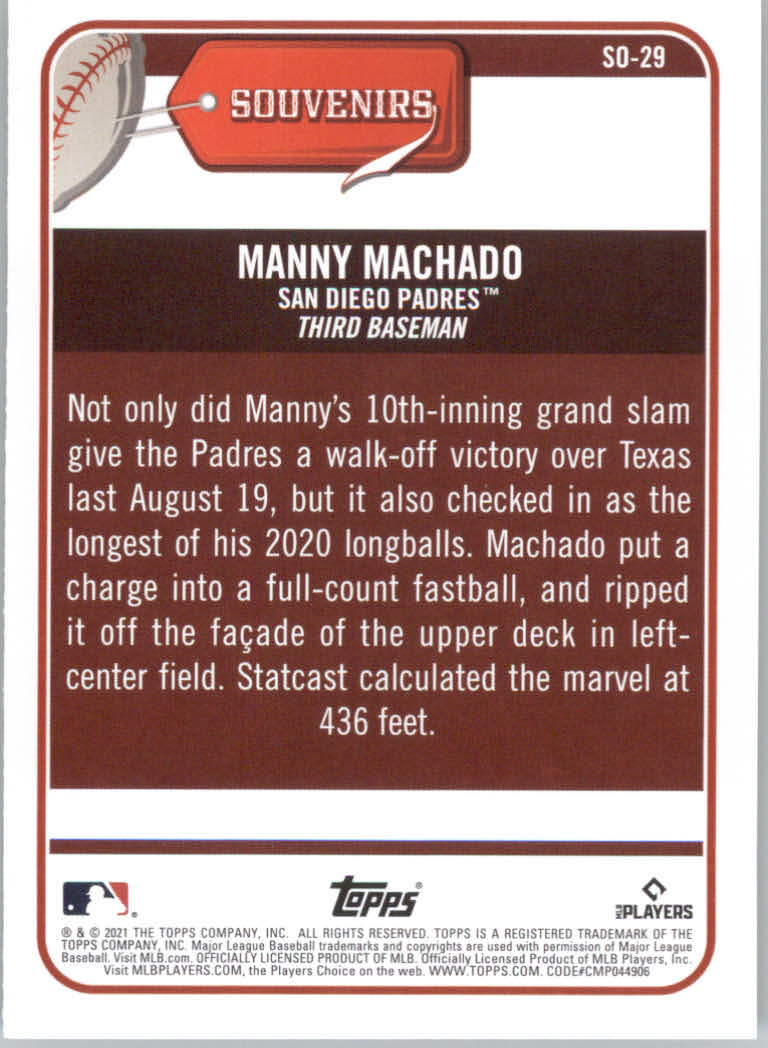 2021 Topps Big League Baseball "Souveniers" Insert Cards - Picture 59 of 61