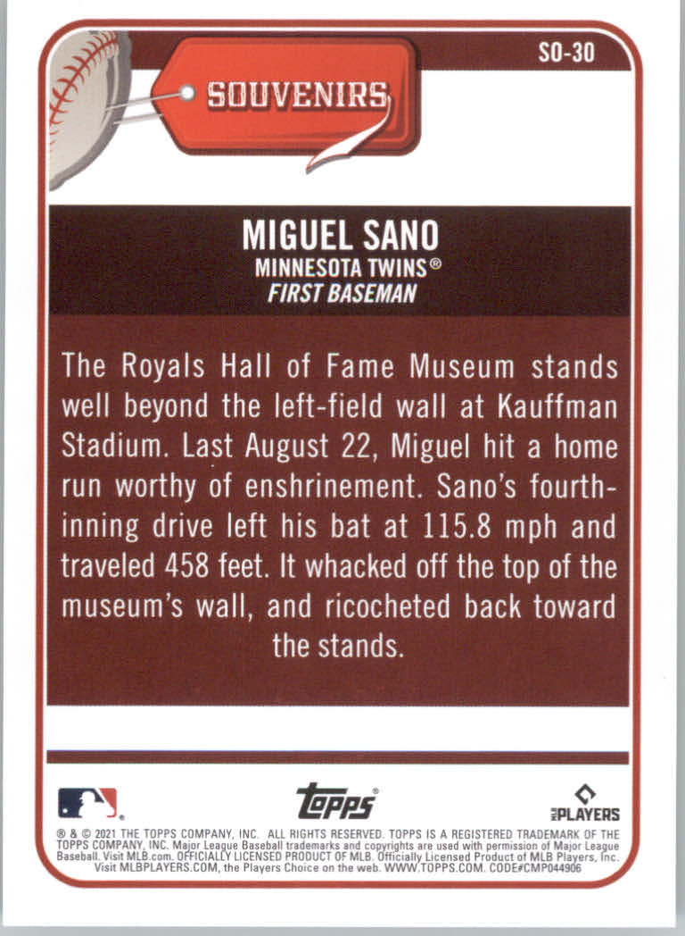 2021 Topps Big League Baseball "Souveniers" Insert Cards - Picture 61 of 61