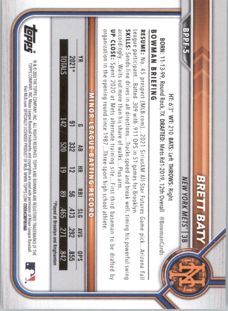 2022 Bowman 1st Edition Baseball "Main Set" Base Cards #BPPF1 to #BBF150 - Picture 9 of 213