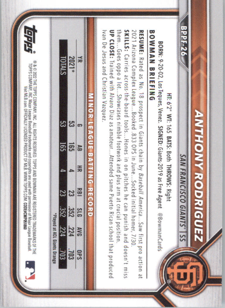 2022 Bowman 1st Edition Baseball "Main Set" Base Cards #BPPF1 to #BBF150 - Picture 39 of 213