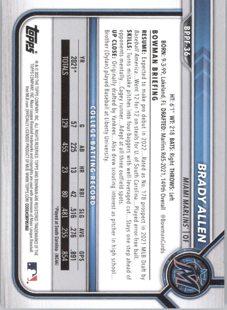 2022 Bowman 1st Edition Baseball "Main Set" Base Cards #BPPF1 to #BBF150 - Picture 51 of 213