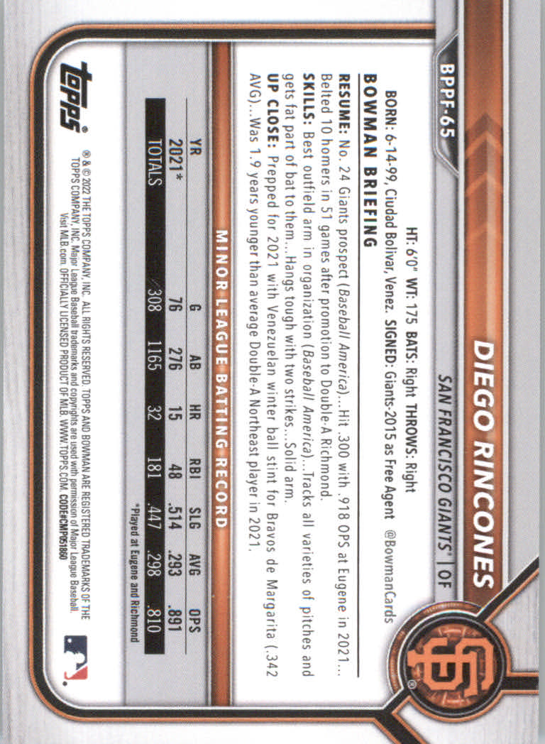 2022 Bowman 1st Edition Baseball "Main Set" Base Cards #BPPF1 to #BBF150 - Picture 89 of 213