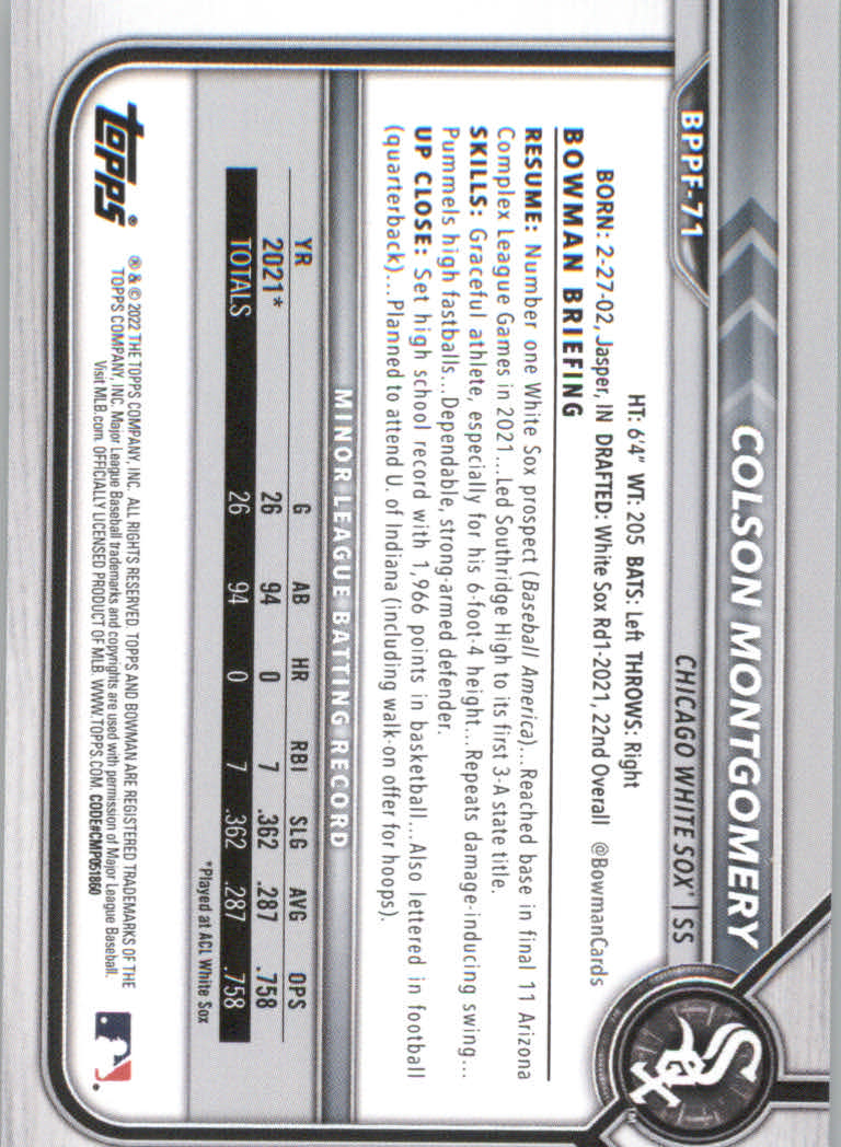 2022 Bowman 1st Edition Baseball "Main Set" Base Cards #BPPF1 to #BBF150 - Picture 99 of 213