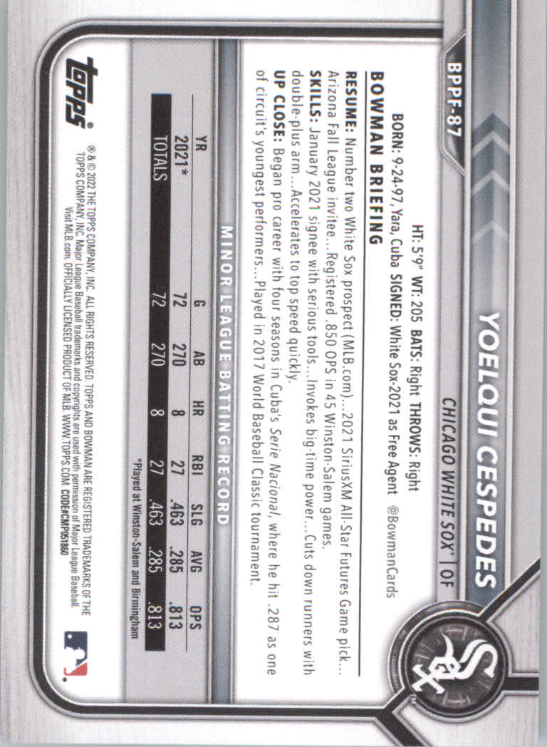 2022 Bowman 1st Edition Baseball "Main Set" Base Cards #BPPF1 to #BBF150 - Picture 123 of 213