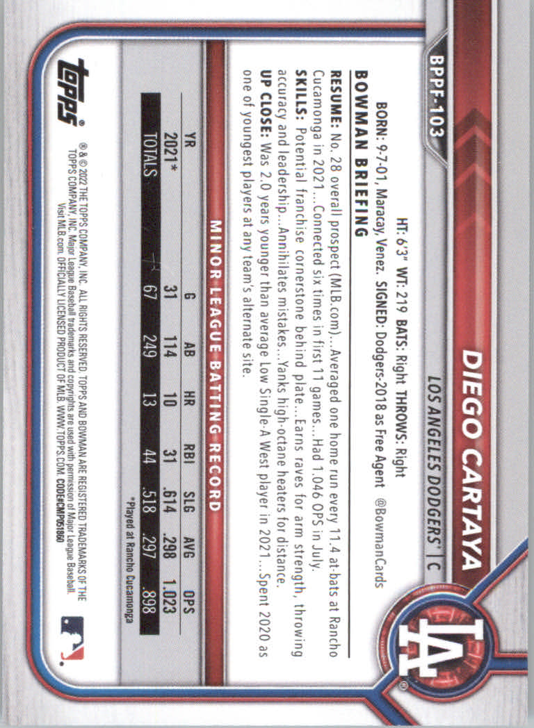 2022 Bowman 1st Edition Baseball "Main Set" Base Cards #BPPF1 to #BBF150 - Picture 145 of 213