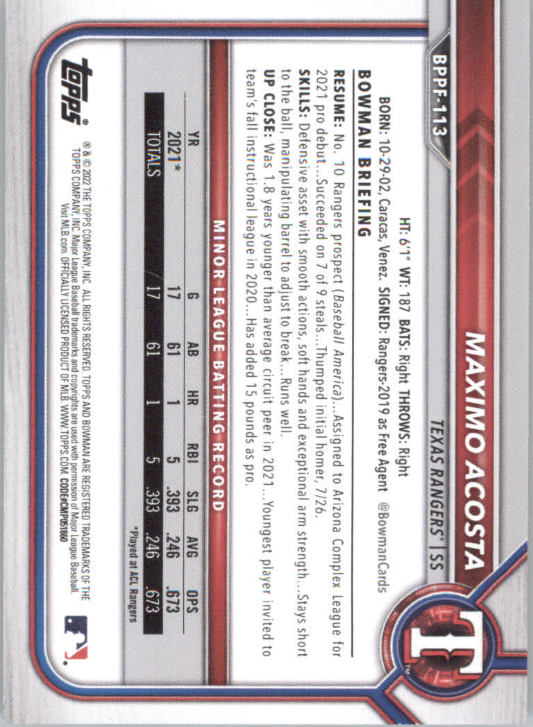 2022 Bowman 1st Edition Baseball "Main Set" Base Cards #BPPF1 to #BBF150 - Picture 159 of 213