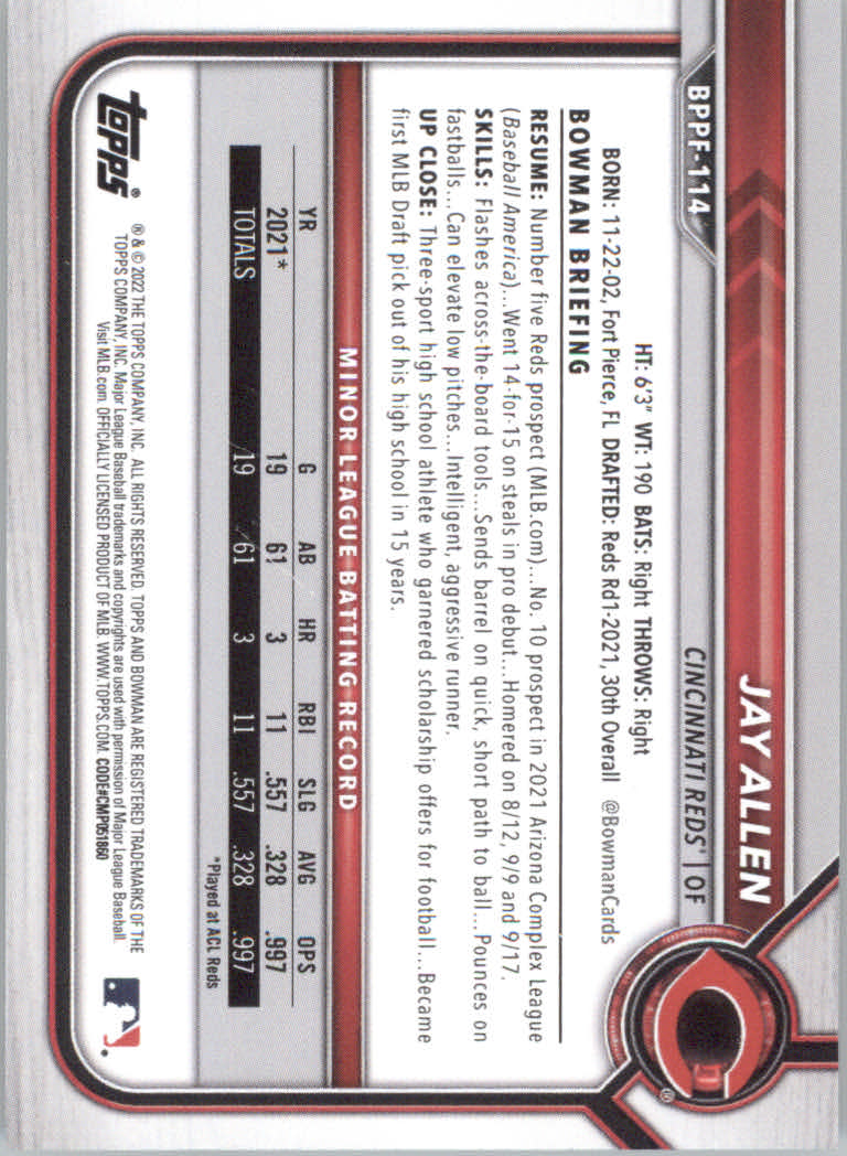 2022 Bowman 1st Edition Baseball "Main Set" Base Cards #BPPF1 to #BBF150 - Picture 161 of 213