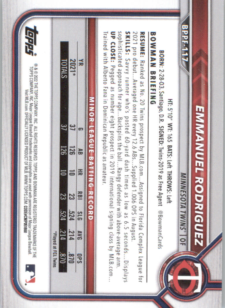2022 Bowman 1st Edition Baseball "Main Set" Base Cards #BPPF1 to #BBF150 - Picture 167 of 213