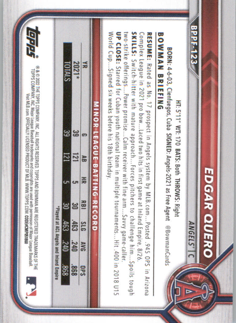 2022 Bowman 1st Edition Baseball "Main Set" Base Cards #BPPF1 to #BBF150 - Picture 175 of 213