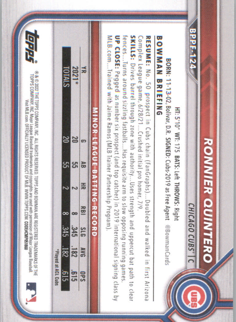2022 Bowman 1st Edition Baseball "Main Set" Base Cards #BPPF1 to #BBF150 - Picture 177 of 213