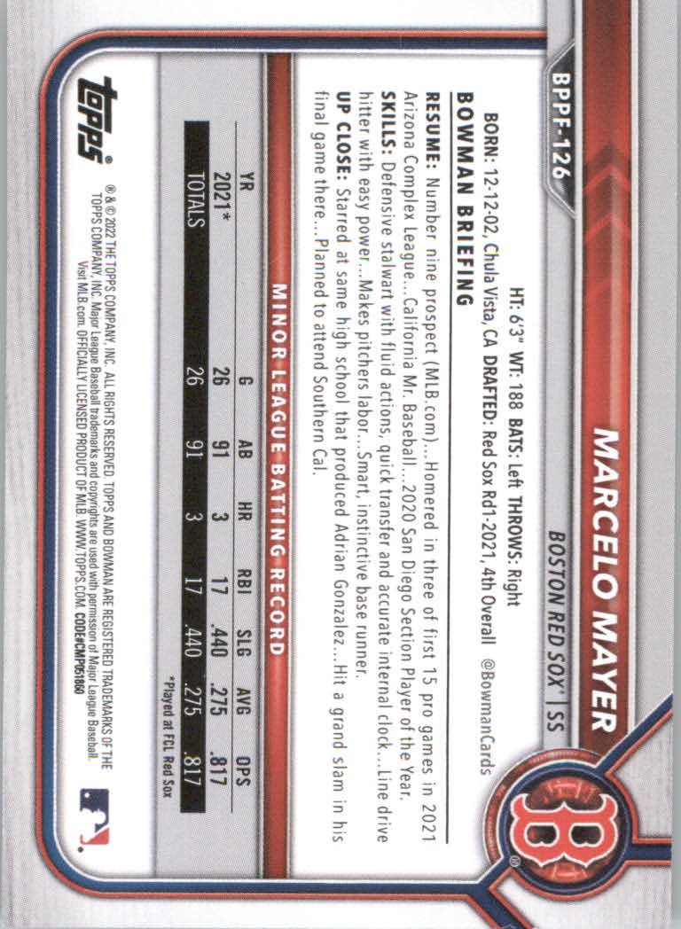 2022 Bowman 1st Edition Baseball "Main Set" Base Cards #BPPF1 to #BBF150 - Picture 181 of 213
