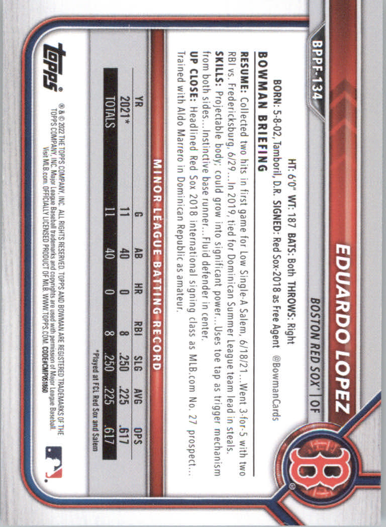 2022 Bowman 1st Edition Baseball "Main Set" Base Cards #BPPF1 to #BBF150 - Picture 187 of 213