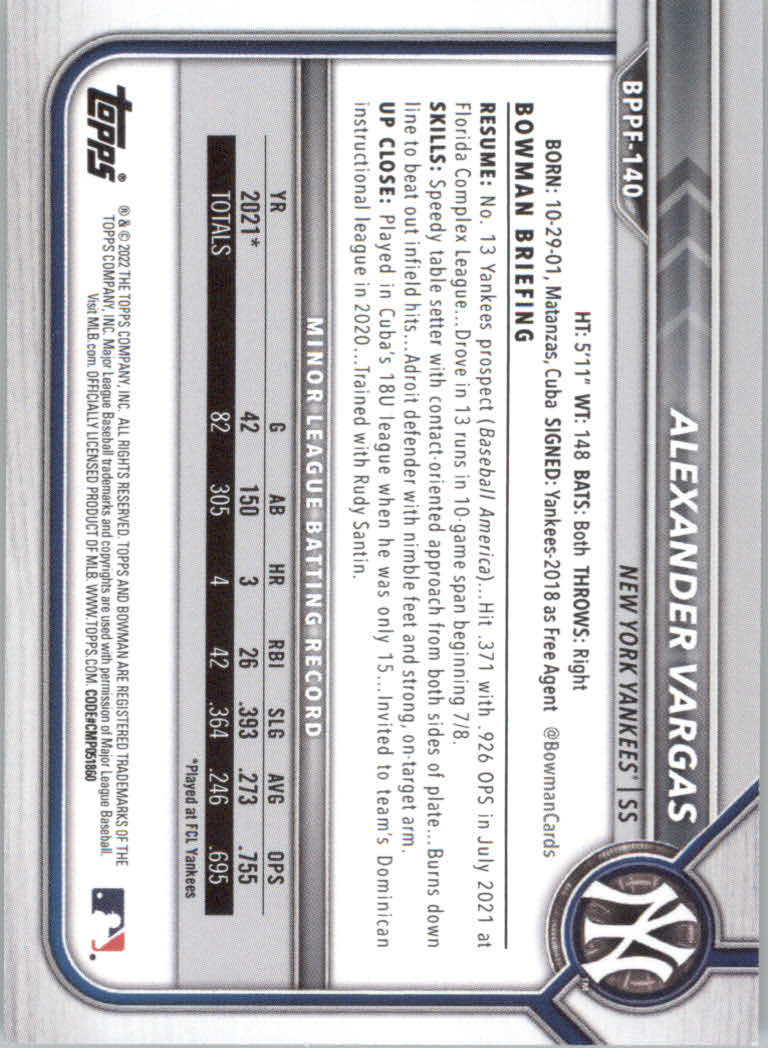 2022 Bowman 1st Edition Baseball "Main Set" Base Cards #BPPF1 to #BBF150 - Picture 197 of 213