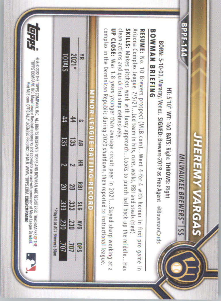 2022 Bowman 1st Edition Baseball "Main Set" Base Cards #BPPF1 to #BBF150 - Picture 203 of 213