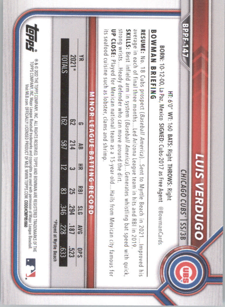 2022 Bowman 1st Edition Baseball "Main Set" Base Cards #BPPF1 to #BBF150 - Picture 207 of 213