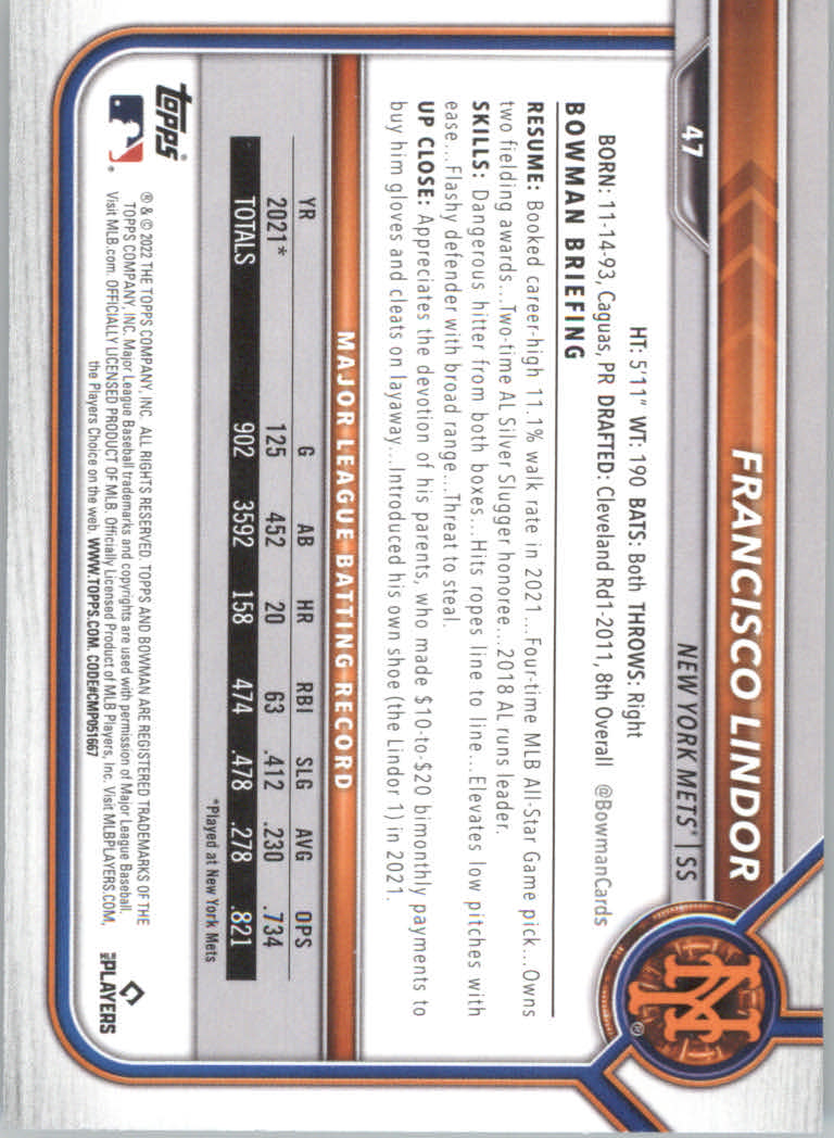 2022 Bowman Baseball "Main Set" Cards #1 to #100 Rookies and Veterans - Picture 93 of 199